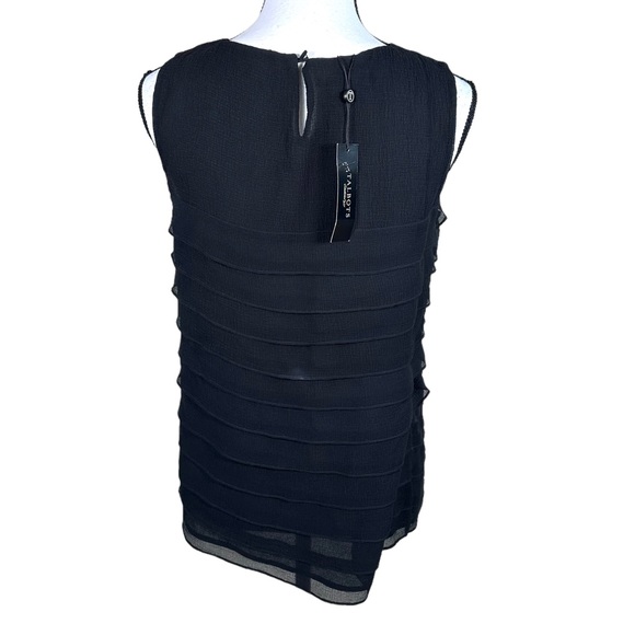 NWT Talbots Black Silk Tiered Sleeveless Blouse - Picture 2 of 7